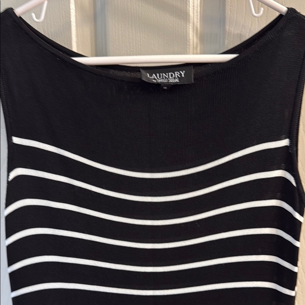 Laundry by Shelli Segal Black and White Striped Top